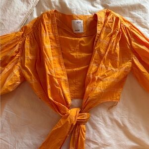 Acler Bright Orange Tie-Front Top